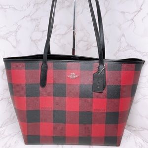 Coach Buffalo Plaid City Large Tote